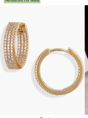 Nordstrom Gold Pavé Crystal Triple-Row Hoop Earrings